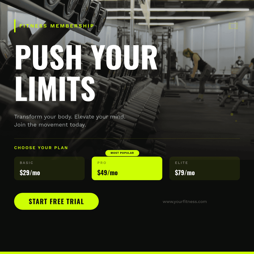 Gym Membership Promo template in Orshot