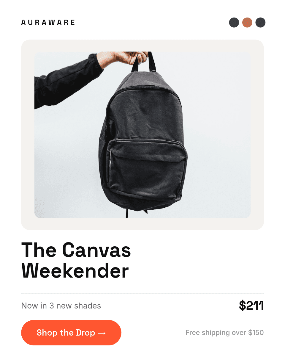 Canvas Weekender Product template in Orshot