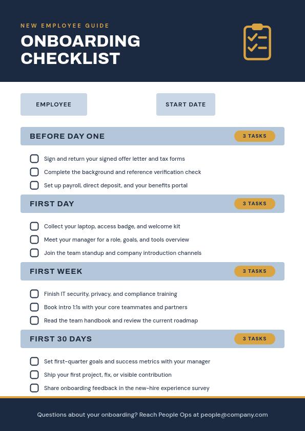 Navy and Dusty Blue Employee template in Orshot
