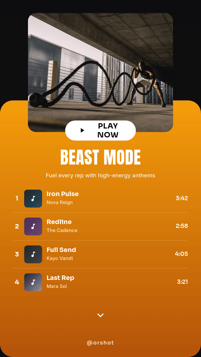 Workout Playlist Story template in Orshot
