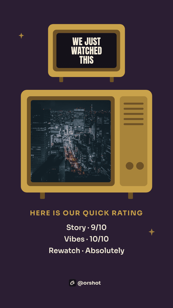 Plum & Mustard Retro TV template in Orshot