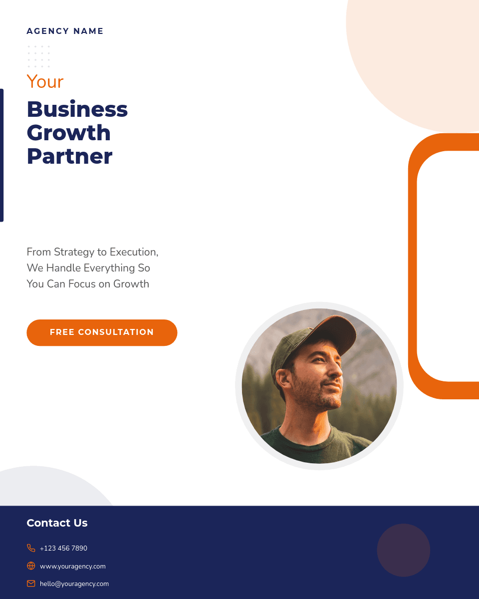 Bold Navy and Orange template in Orshot