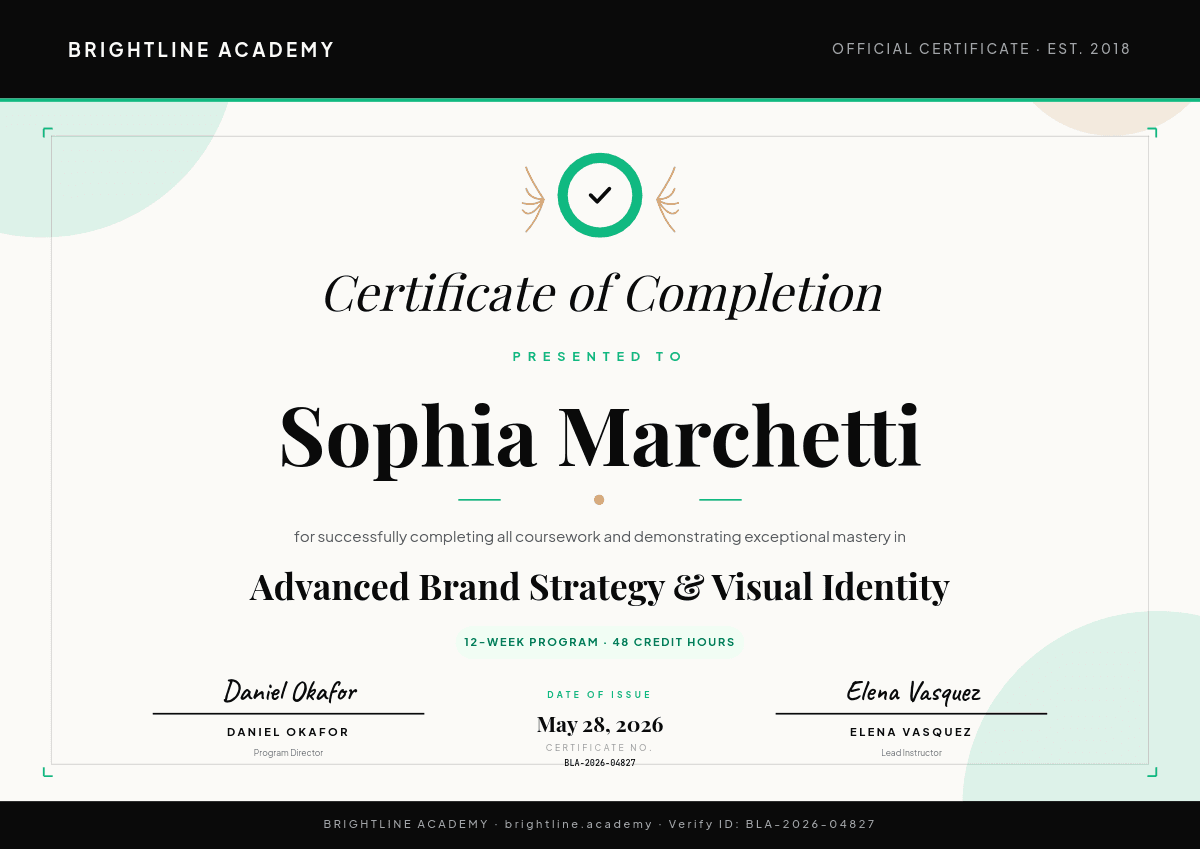 Vibrant Mint & Ink Course template in Orshot