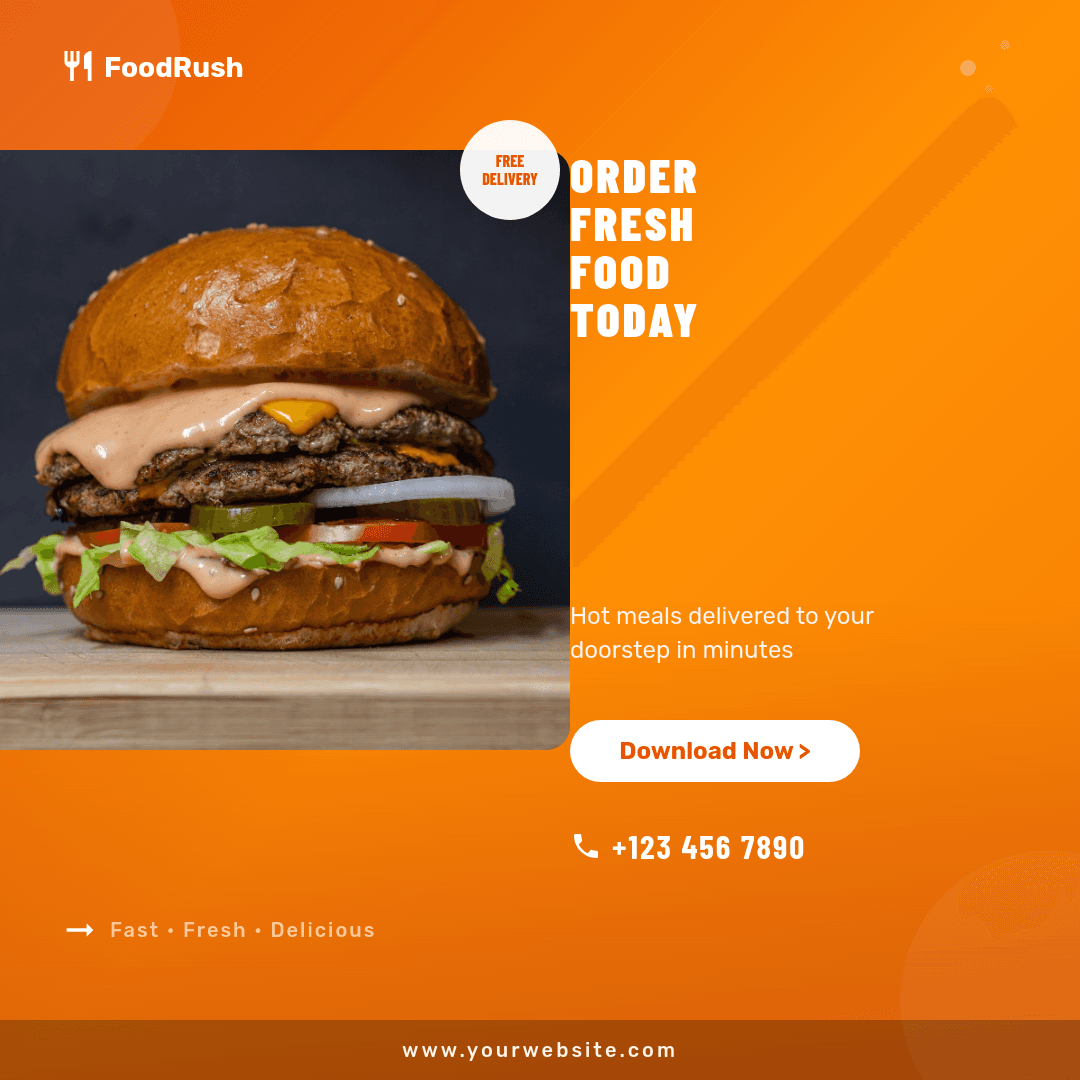 Bold Orange Food Ordering template in Orshot