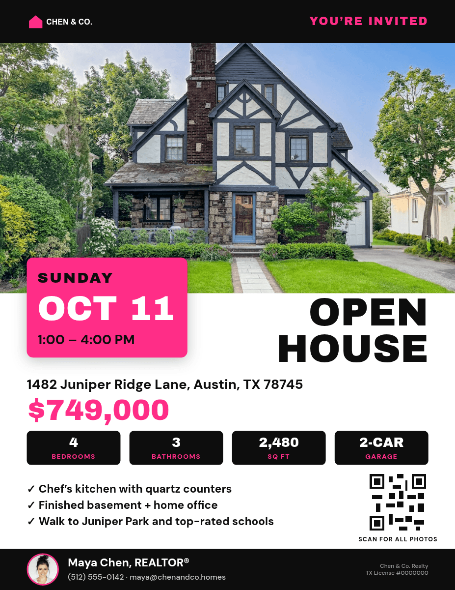 Open House Flyer template in Orshot