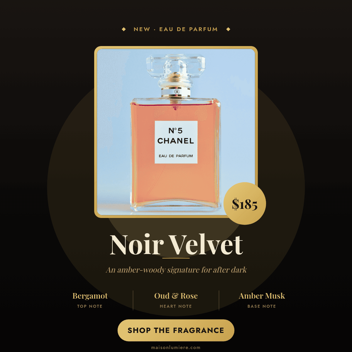 Dark Luxury Perfume Product template in Orshot