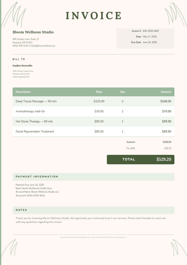 Elegant Botanical Wellness template in Orshot