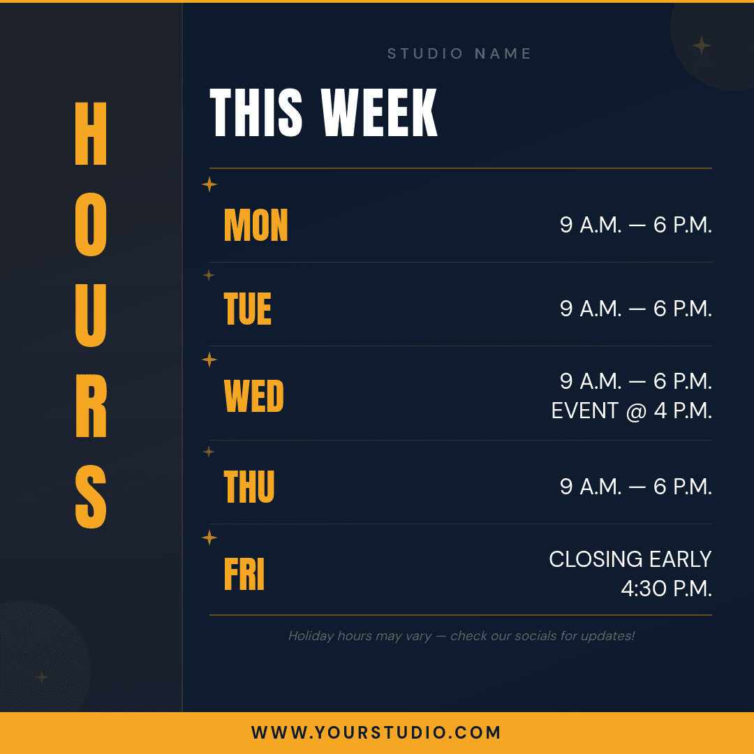Bold Weekly Business Hours template in Orshot