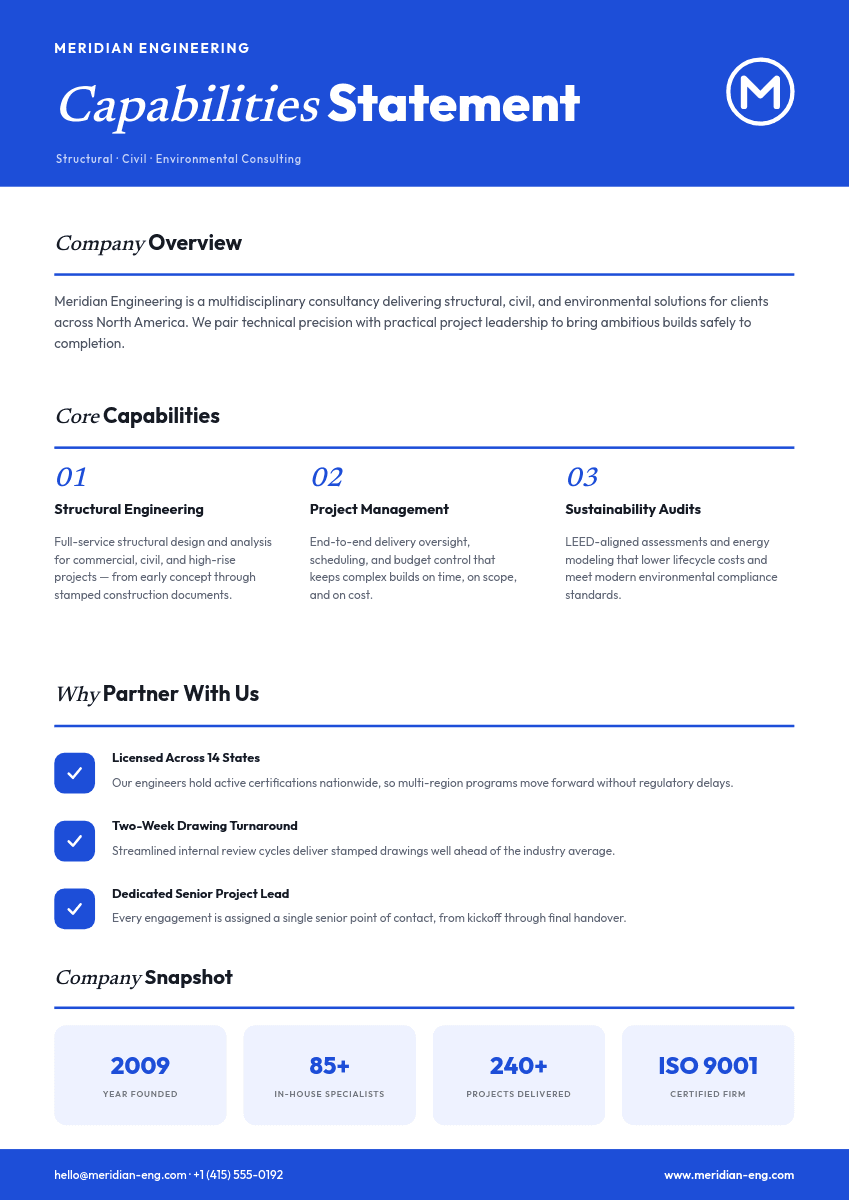 Royal Blue Capabilities template in Orshot