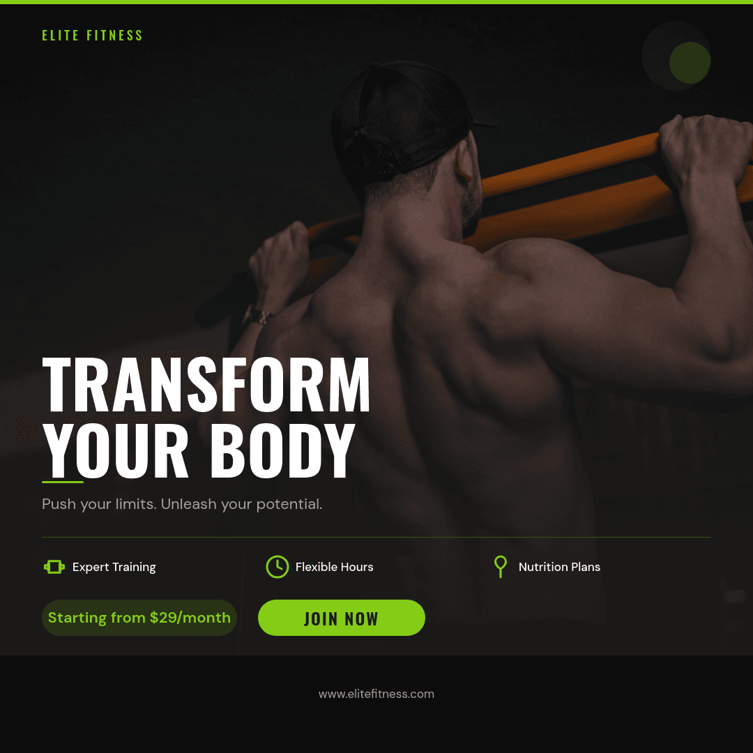 Dark Charcoal Gym Membership template in Orshot