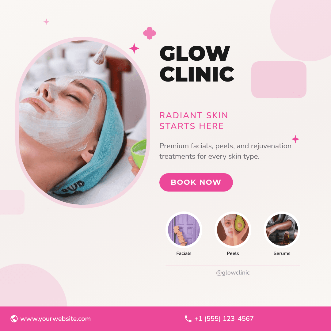 Clean Pink Beauty Clinic template in Orshot