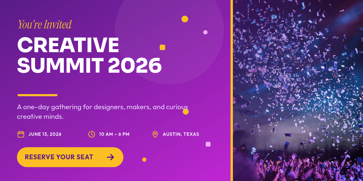 Vibrant Plum & Gold Event template in Orshot