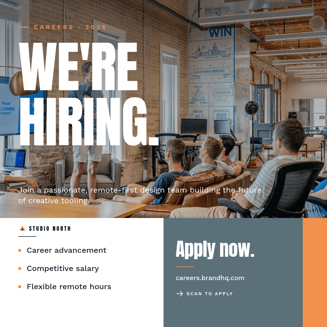Slate Blue We're Hiring template in Orshot