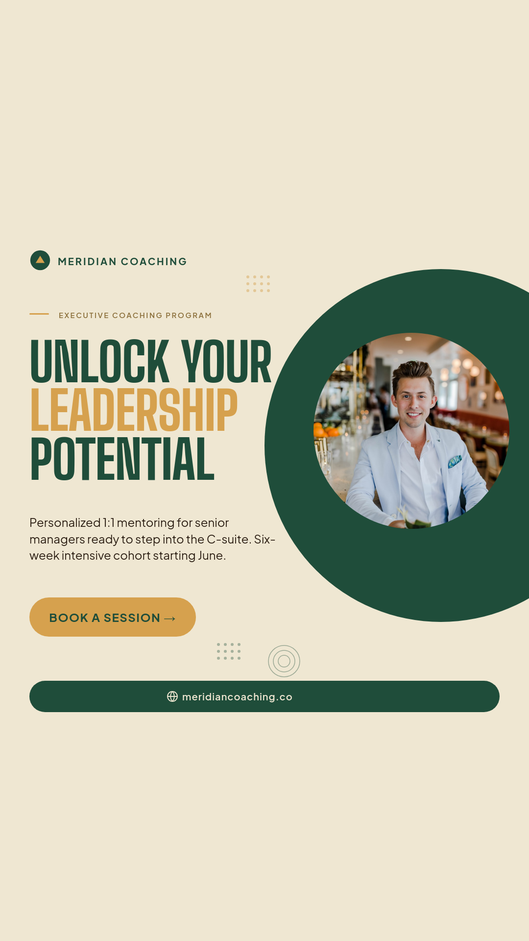 Coaching ad template rendered as a 1080x1920 Instagram Story via Orshot Smart Resize