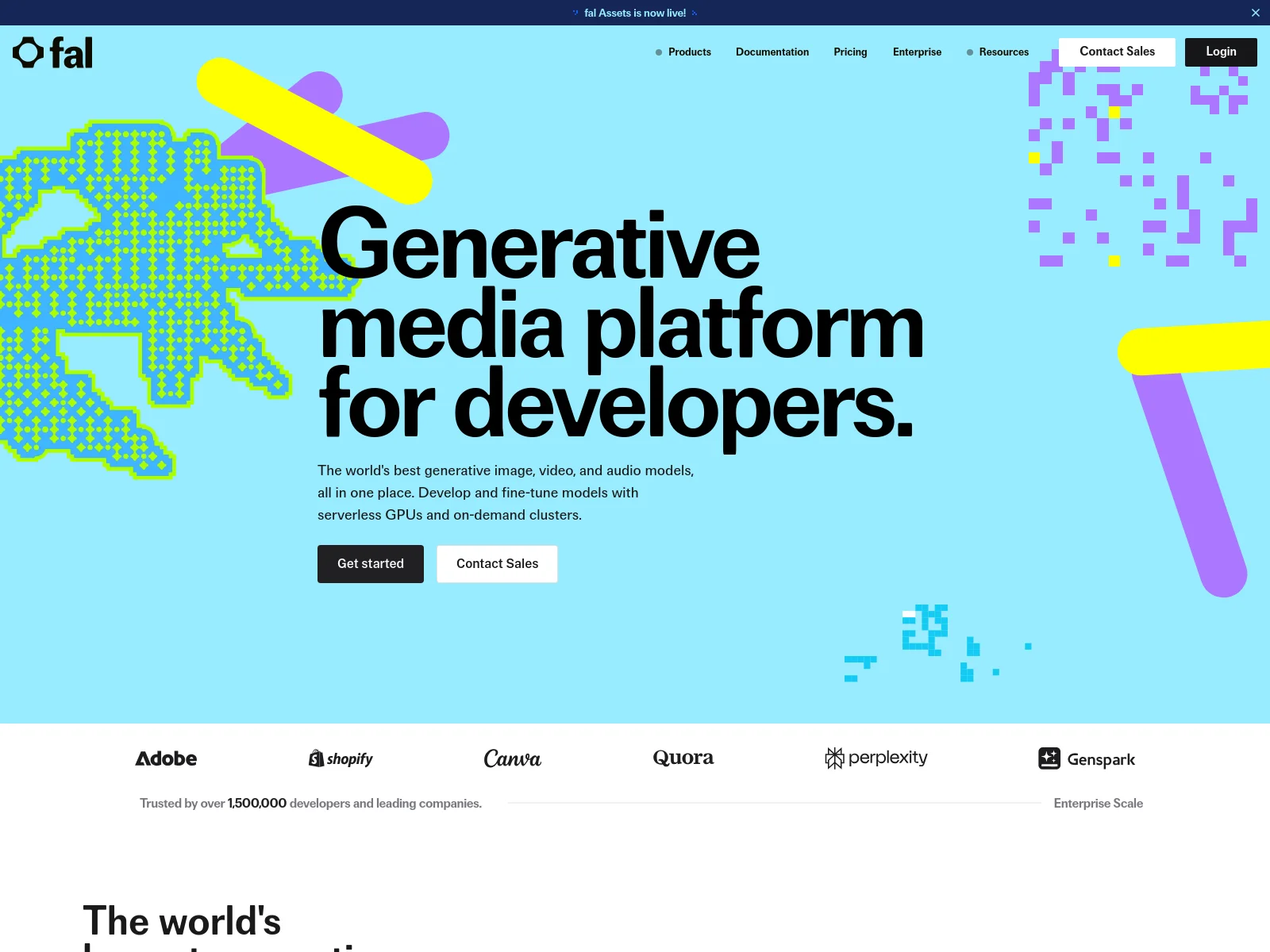 fal.ai homepage showing its generative media platform for developers
