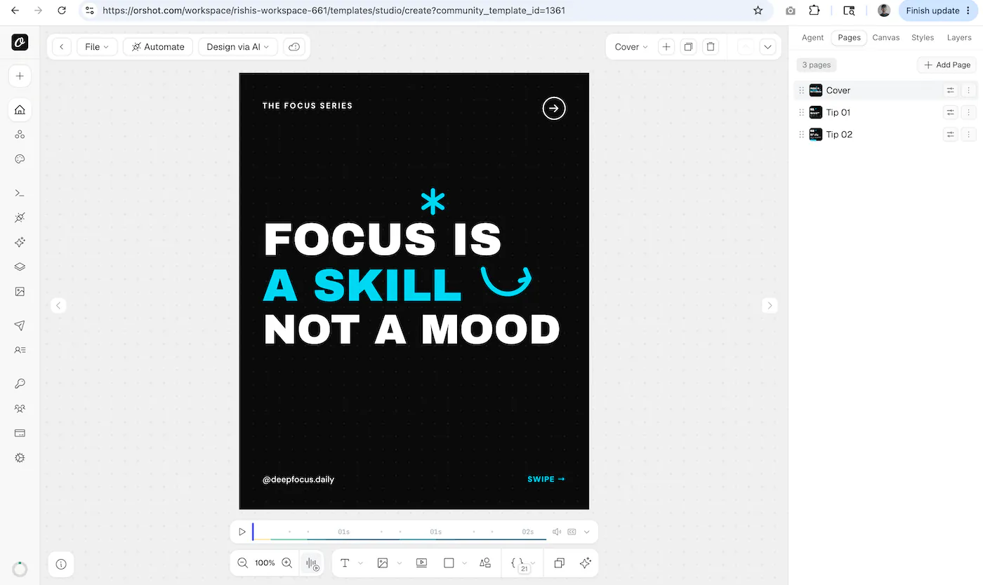 Cloning a carousel template into your Orshot workspace