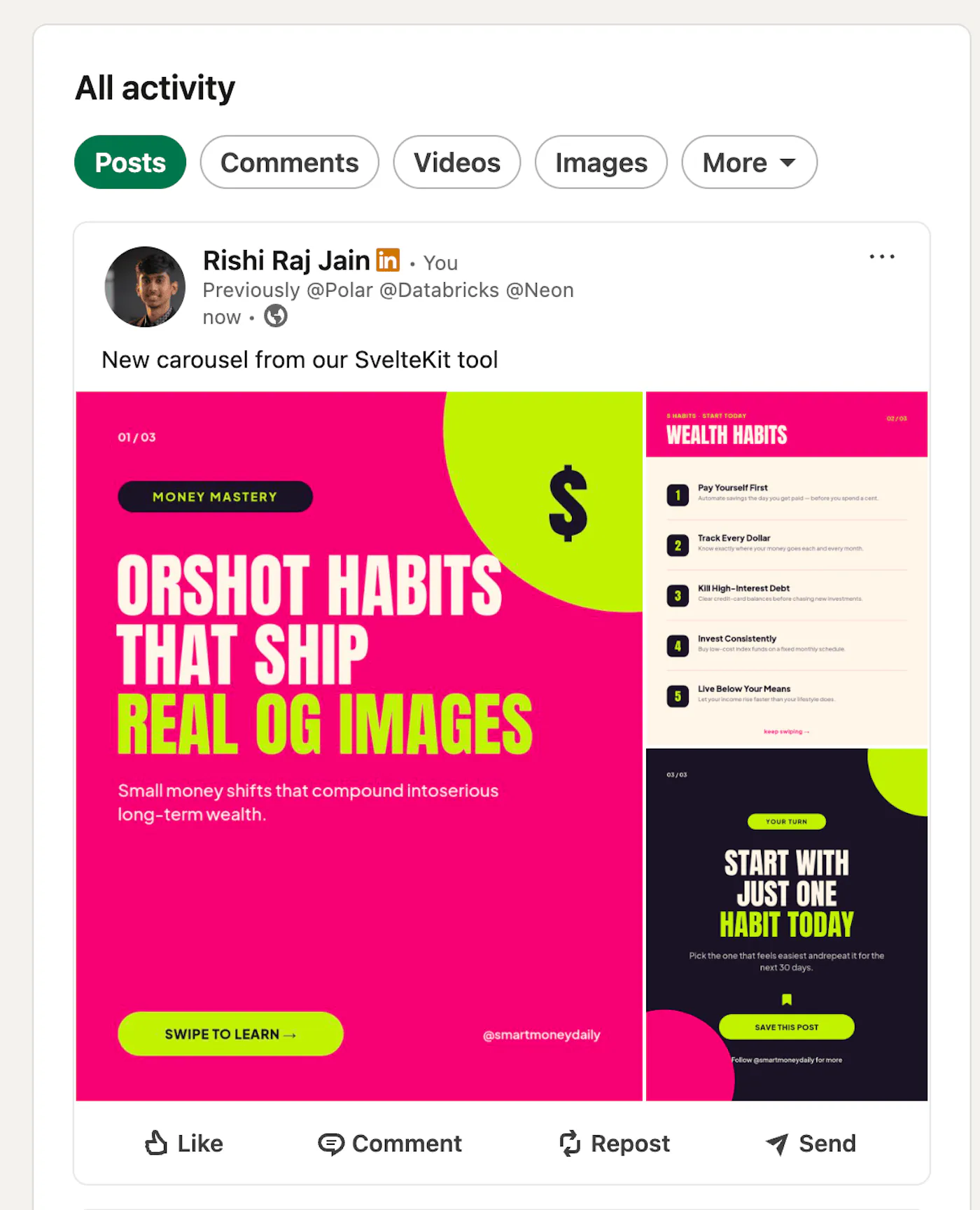 Published LinkedIn carousel post