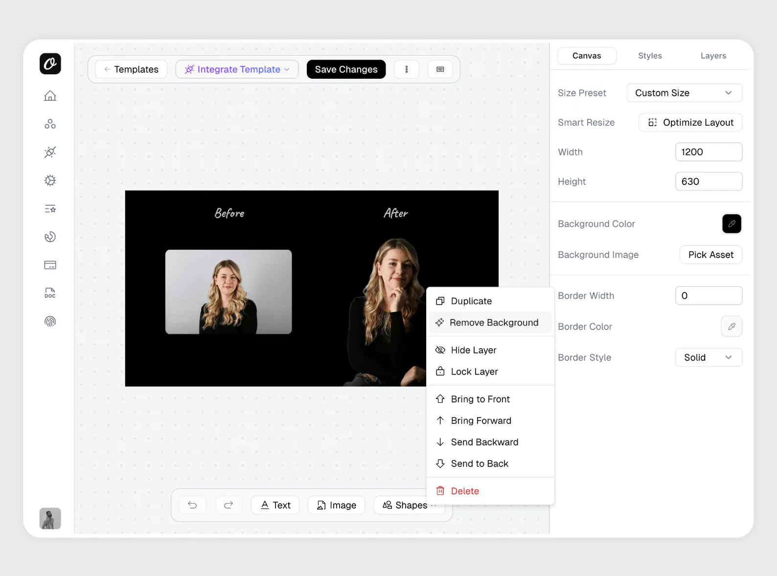Removing an image background in Orshot Studio