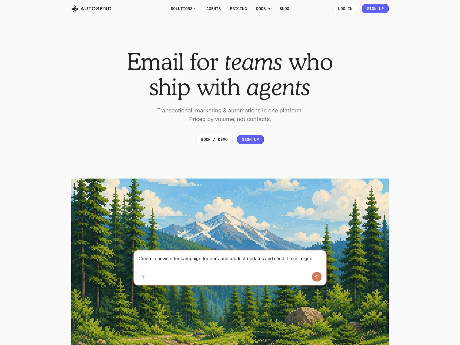 Autosend homepage, email marketing automation
