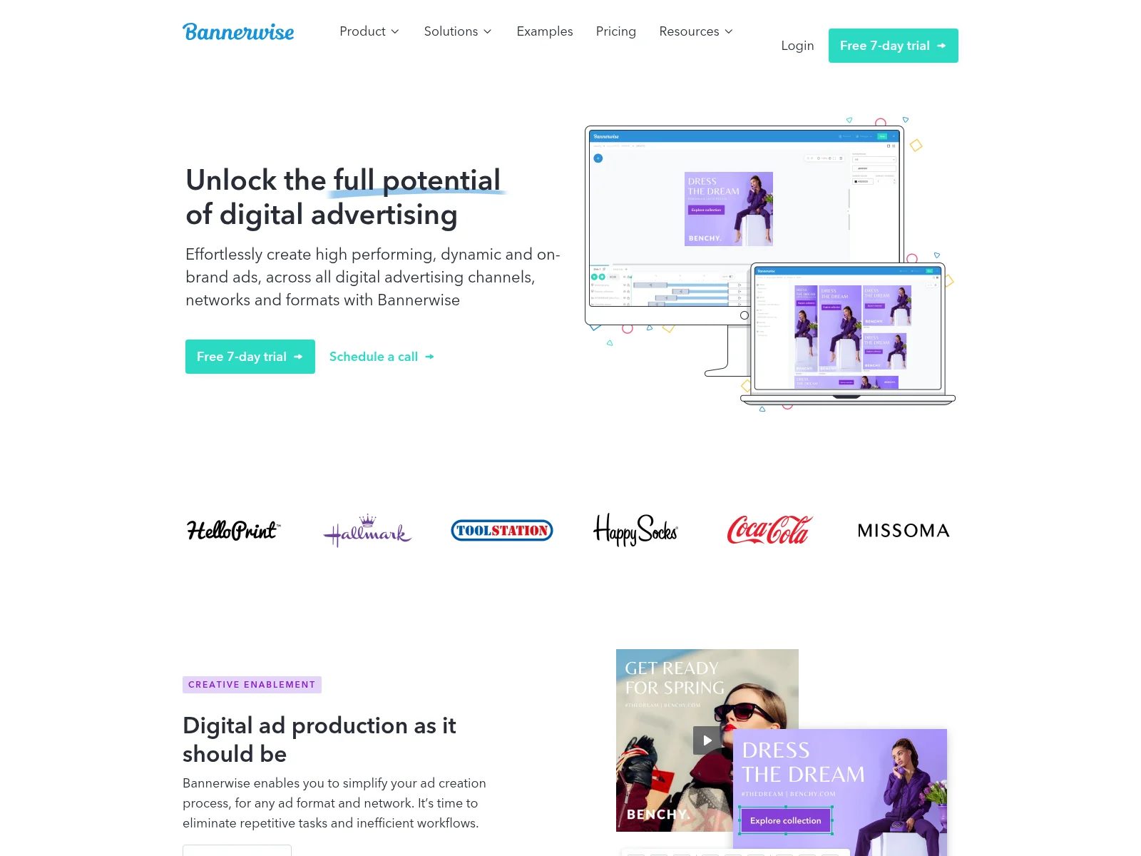 Bannerwise homepage, a creative management platform for digital advertising