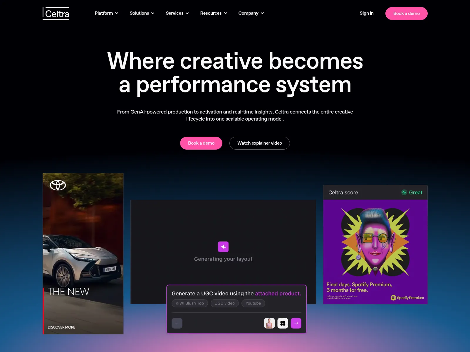 Celtra homepage, where creative becomes a performance system
