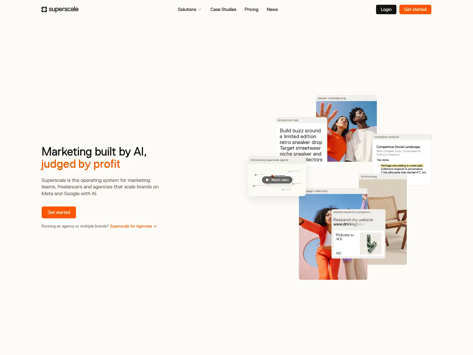 Superscale homepage, marketing built by AI and judged by profit