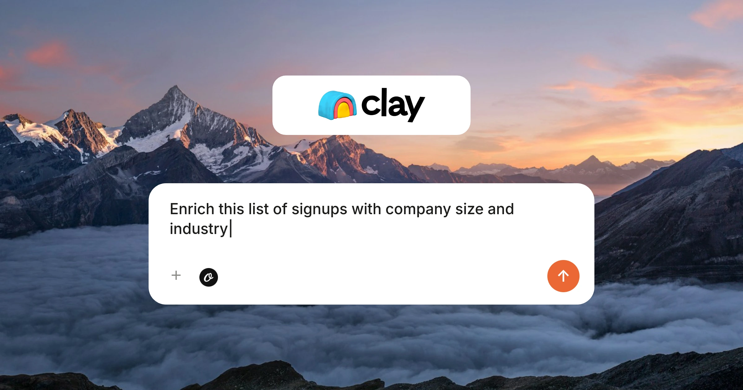 Clay MCP feature image — chat composer asking to enrich a list of signups with company size and industry