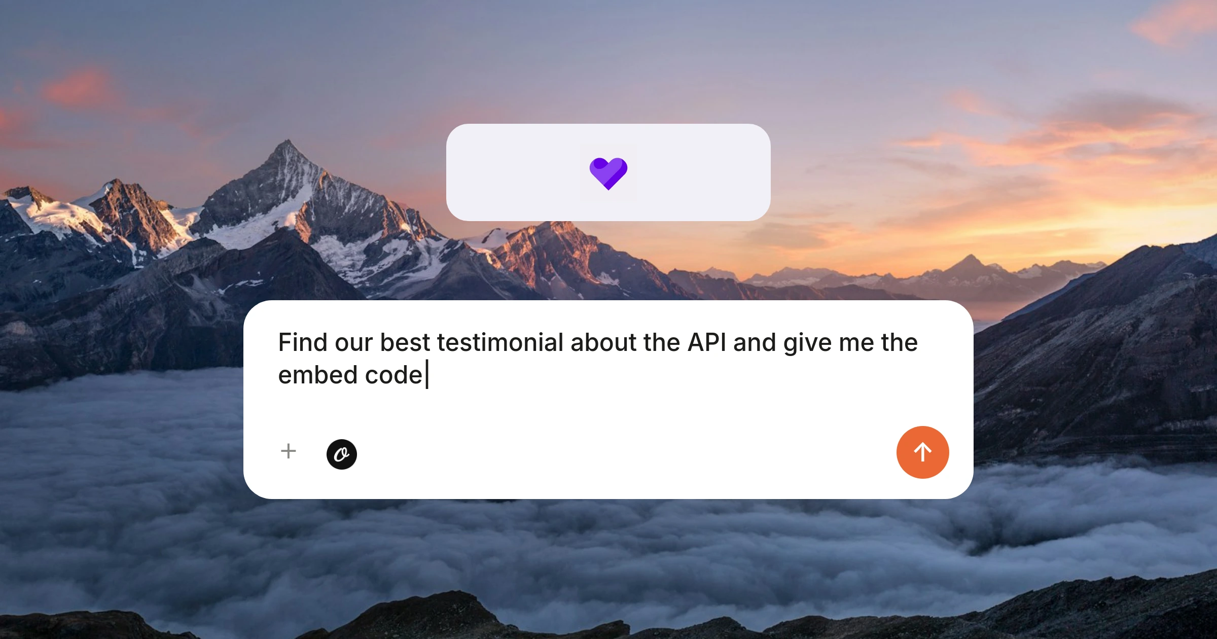Senja MCP feature image — chat composer asking for the best API testimonial and its embed code