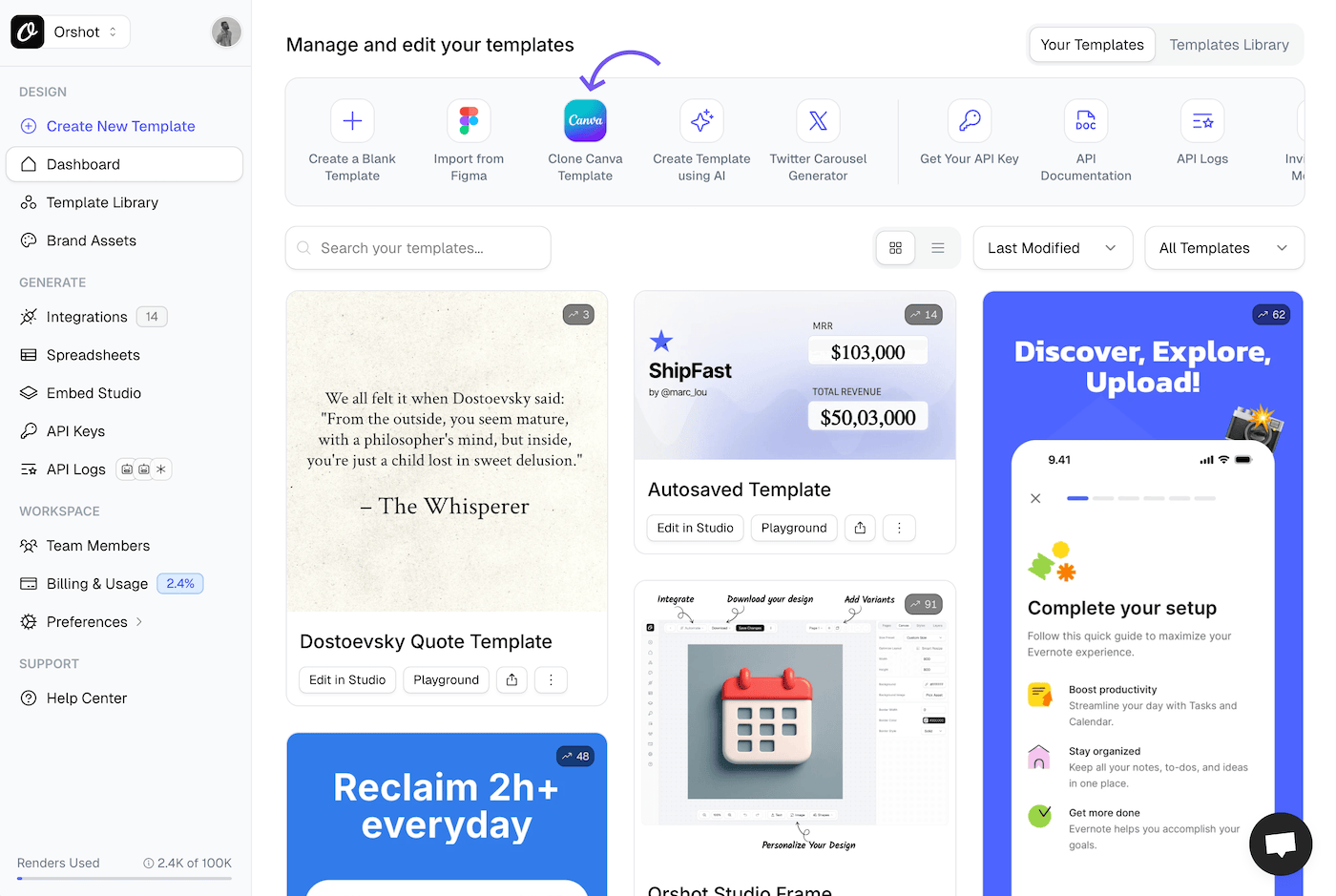 Import Canva Template