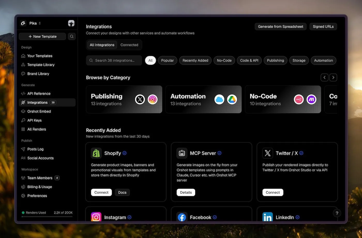 Switching themes from the Orshot account theme selector