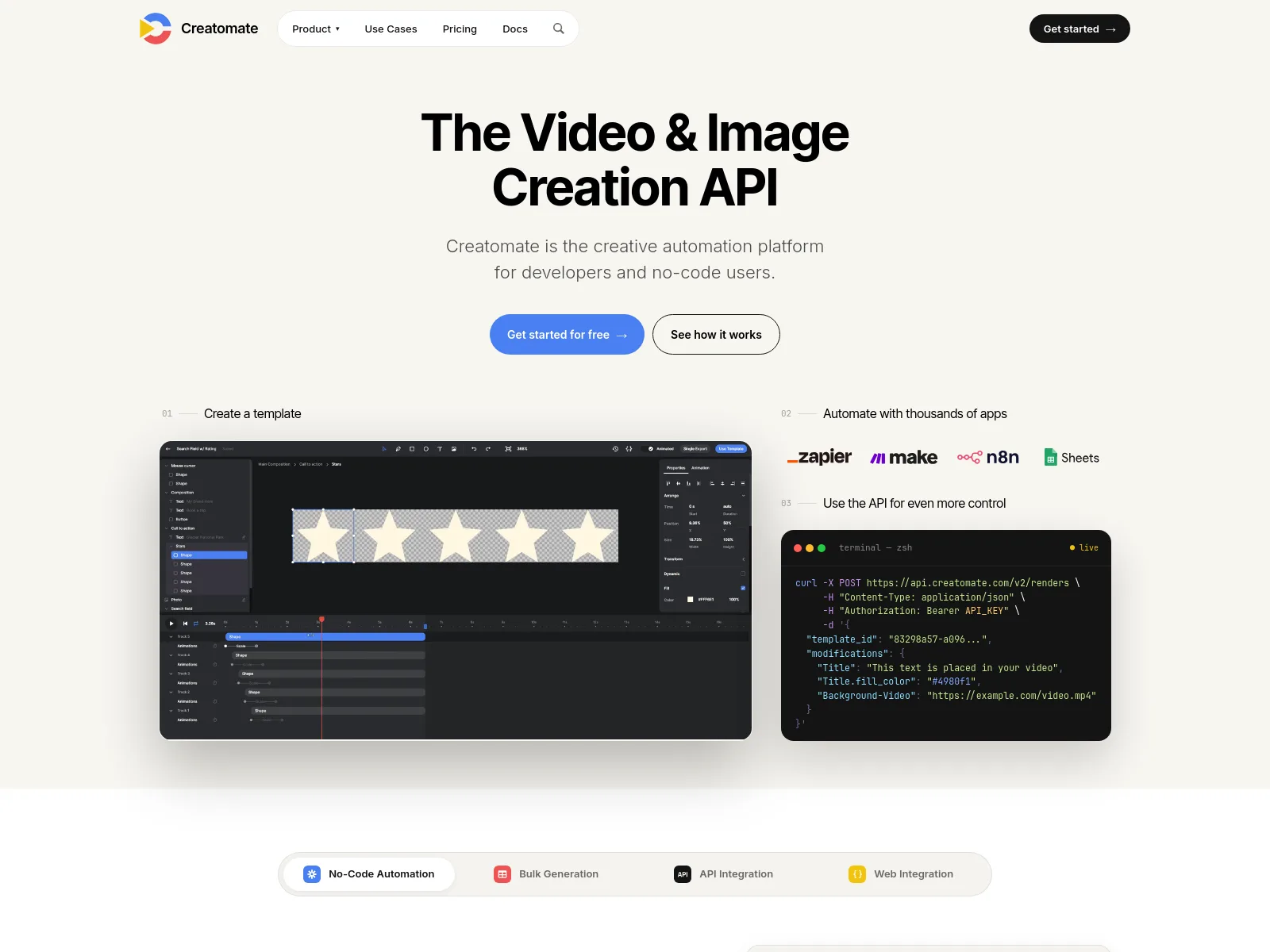 Creatomate website screenshot
