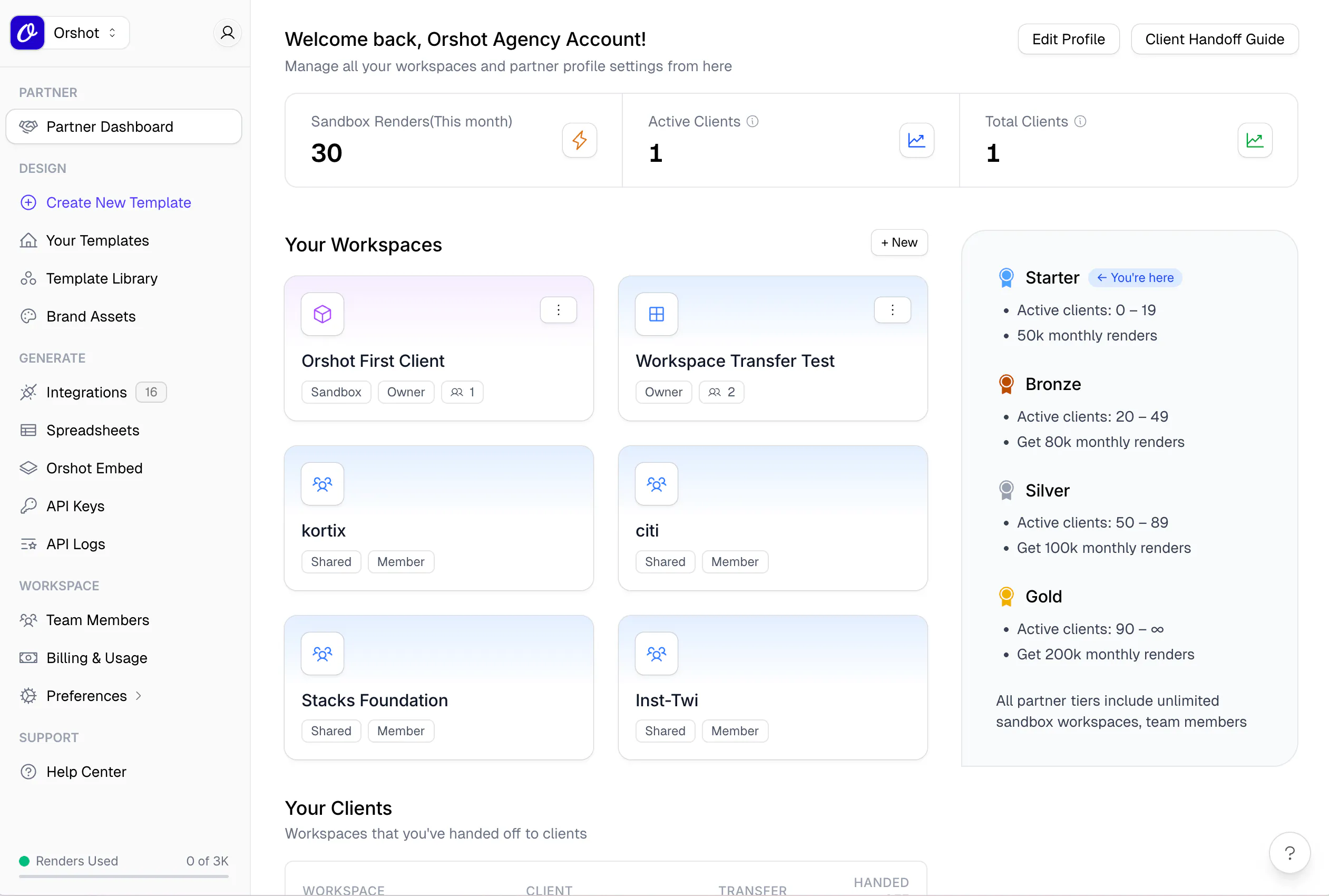 The Orshot agency partner dashboard