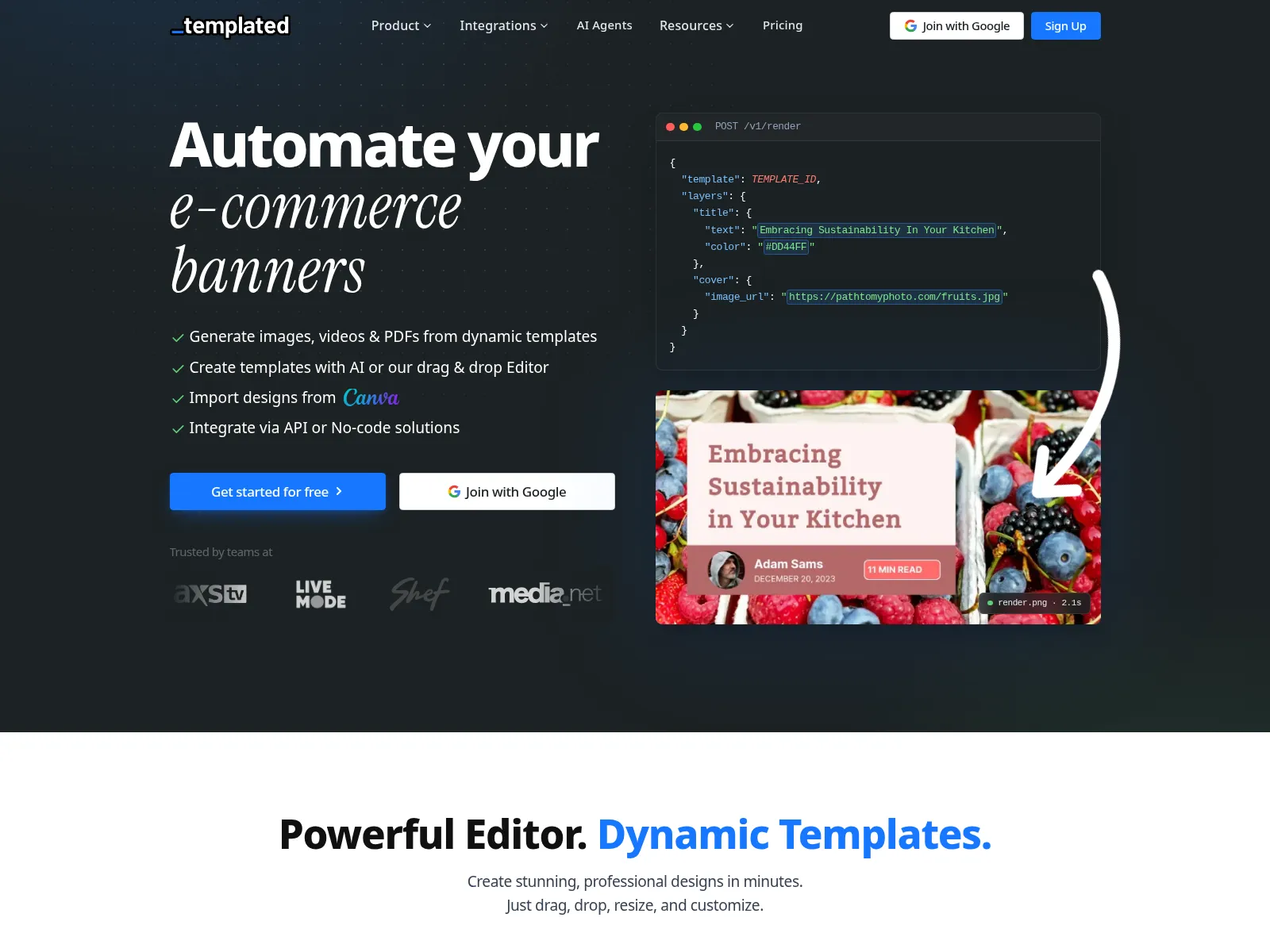 The Templated homepage: generate images, videos and PDFs from dynamic templates