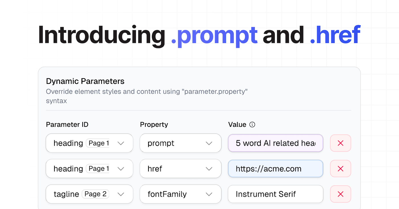 Introducing Dynamic Parameters: .prompt and .href