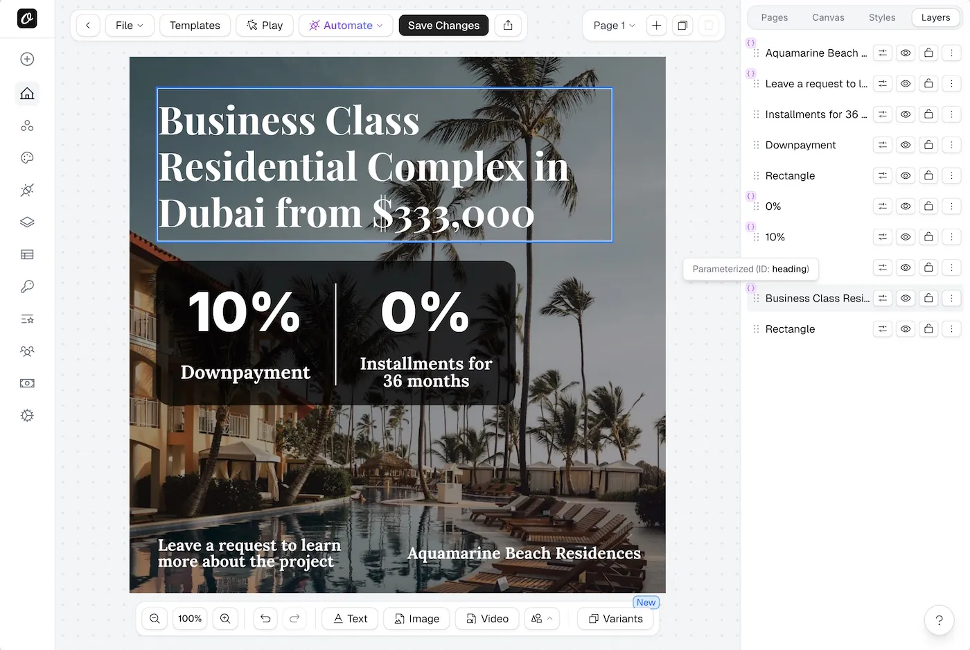 Designing a real estate listing template in Orshot