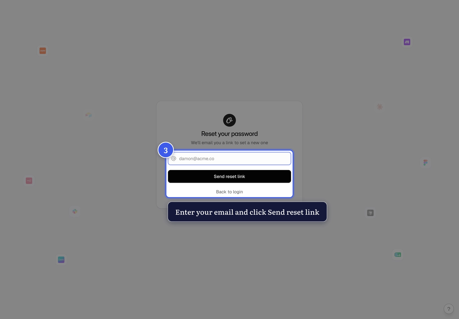 The reset request form