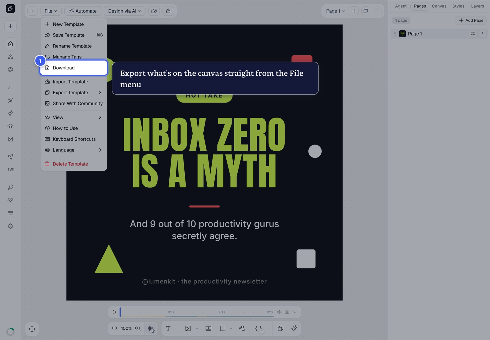 The Download option in the Orshot Studio File menu