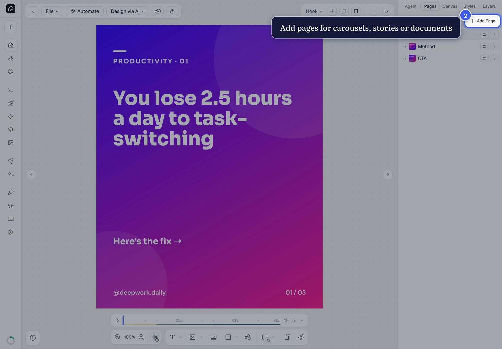 The Add Page button