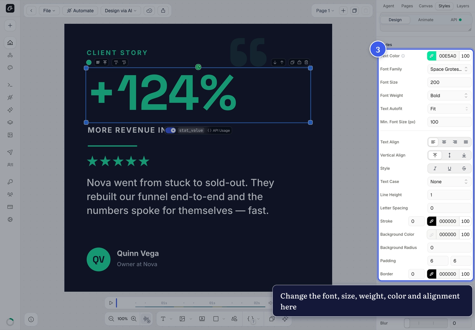 Typography controls in the Styles panel