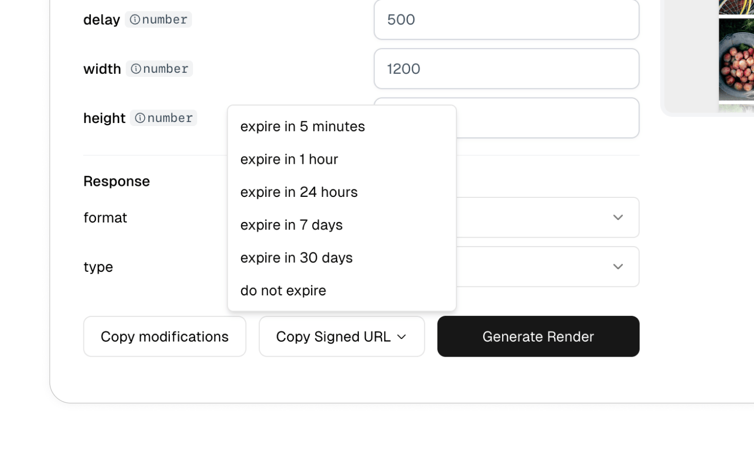 Create Signed URL from Template