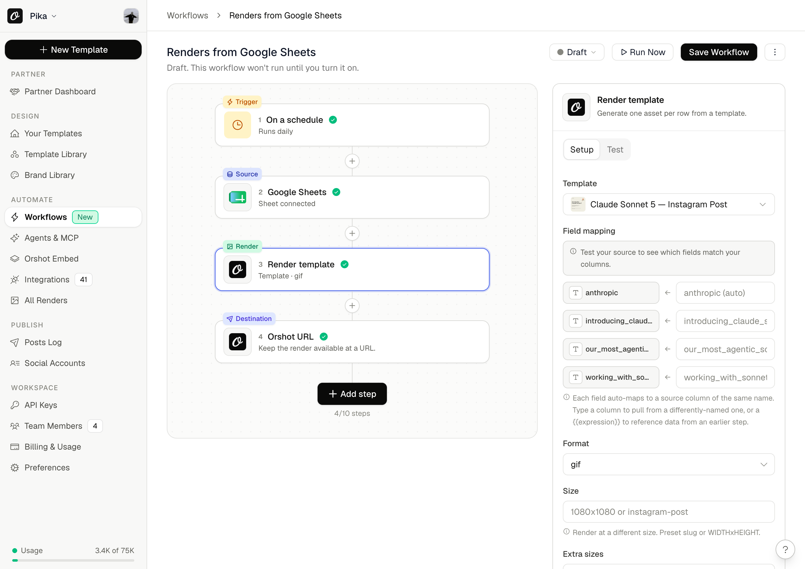 The workflow builder